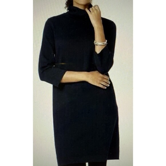 J Jill Turtleneck Sweater Dress Plus Size 2X Navy Blue 3/4 Sleeve Minimalist NWT - Picture 1 of 10
